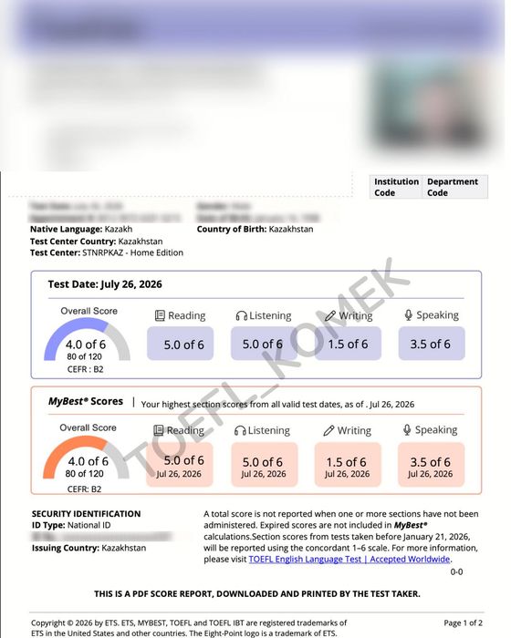 Поможем сдать TOEFL IBT на 80+ баллов
