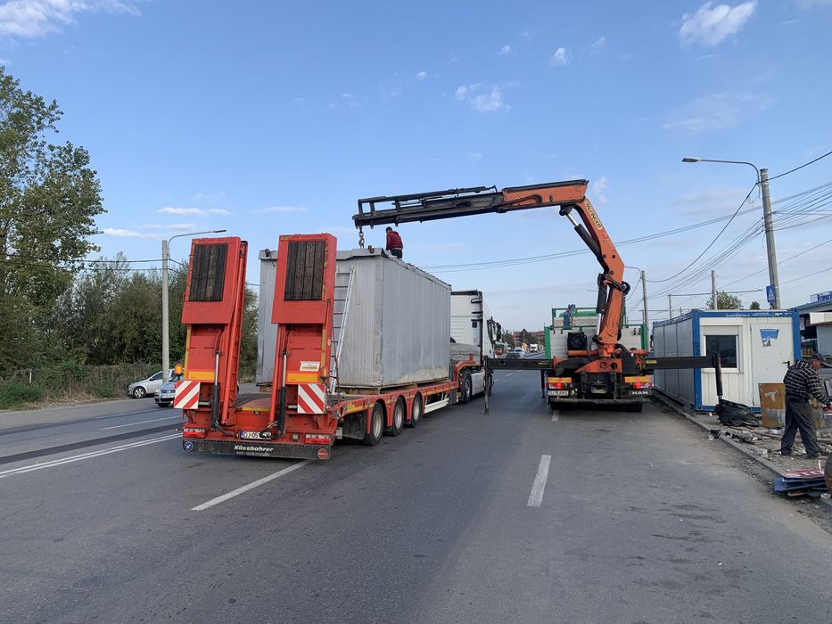 Transport camion cu macara si remorca