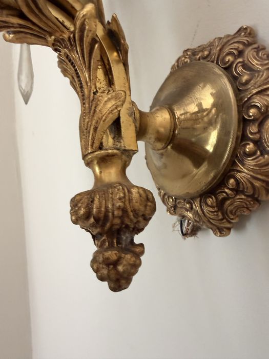 Aplică din bronz cu cristale, 5 becuri – vintage