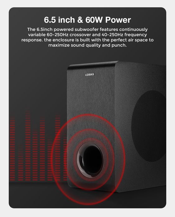 Subwoofer boxa compactă Loskii Sw65D 60w Bluetooth Black Sigilat !