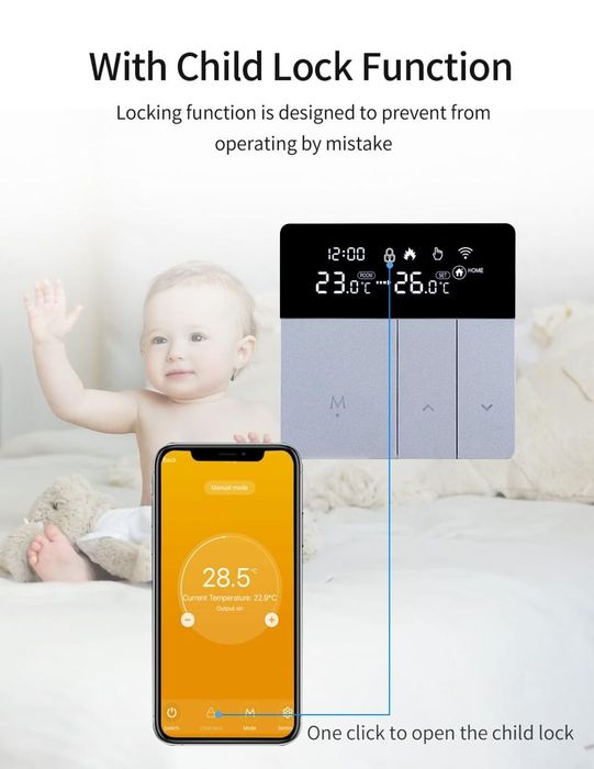 Termostat WiFi Smart i8HGB pentru centrală / încălzire – control din telefon