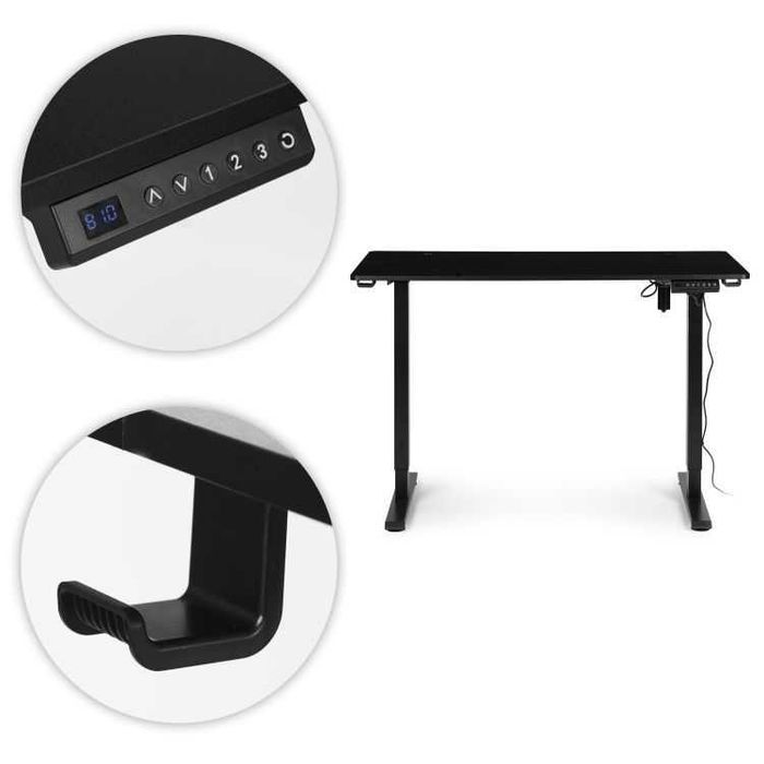 Електрическо бюро, 120x60 см, регулируема височина 72-117 см, черно