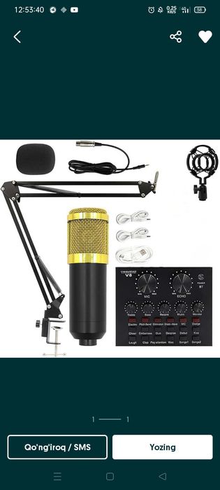 Studio mikrafon barcha anjomlar bilan birga