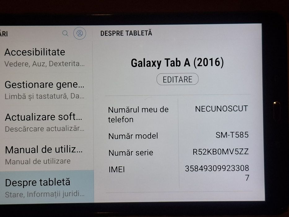 Vând Tabletă  Samsung Galaxy Tab A SM-T 585  2016  cu Sim