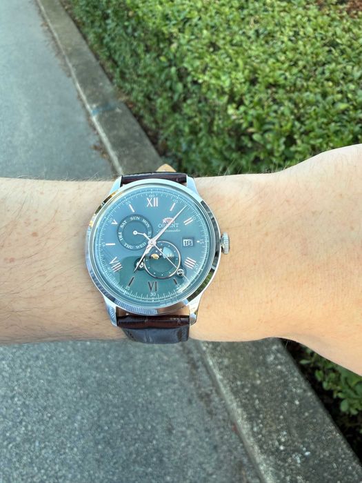 Автоматичен часовник - Orient Bambino, Version 9 - Sun & Moon