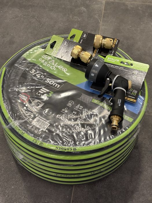 Set Premium Irigare STALCO 3/4” 20m | Pistol din Alamă + Conectori din Alamă | Disponibil și 30m / 50m