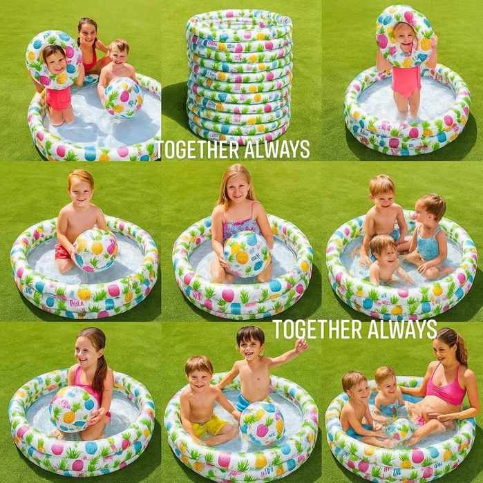 Насладете се на лятното забавление с надуваемия комплект детски басейн