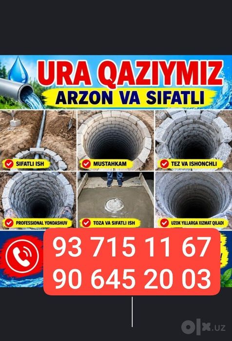 urashi ura transha qazish xizmati Toshkent bôylab  xizmatda