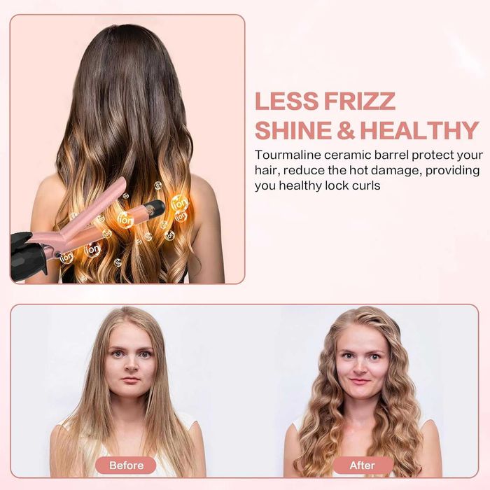 Керамична маша за коса с ръкавица DAN Technology, розово злато, 16 mm