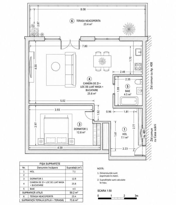 Apartament 73.6mp. Novopolis terasa 23.4mp. parcare proprie