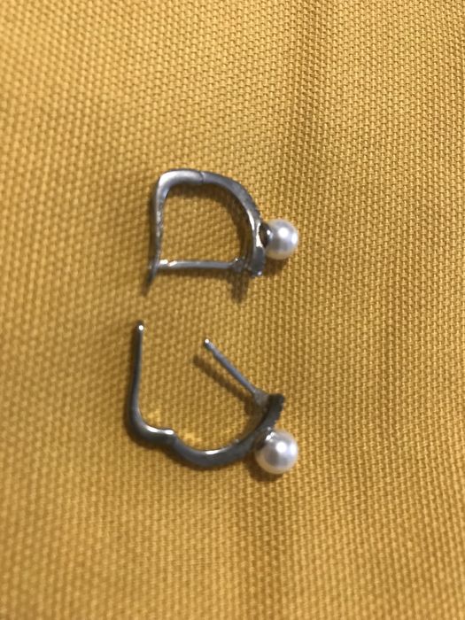 Комплект сребърни обици и колие с перли и цирконий