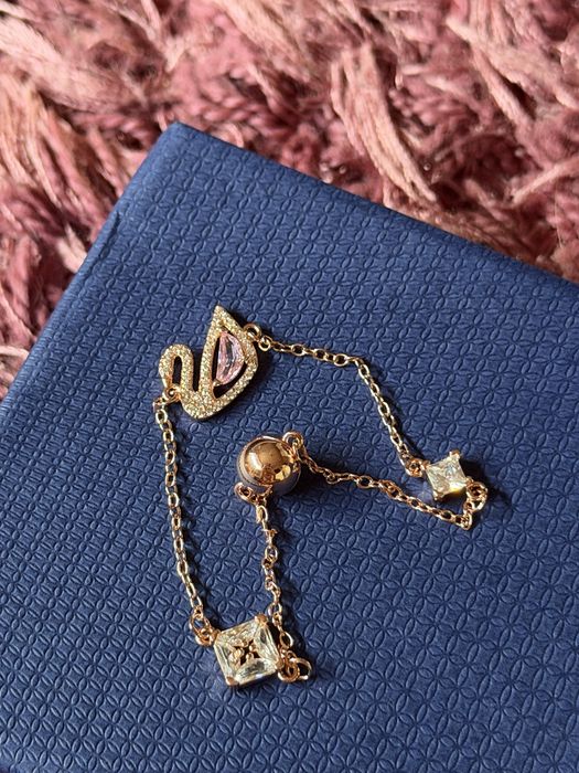 Bratara cu lebada swarovski rose gold 18 cm noua