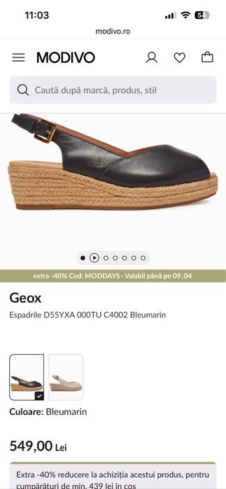 Espadrile Geox din piele , Sandale wedge de piele, Albastru ultramarin