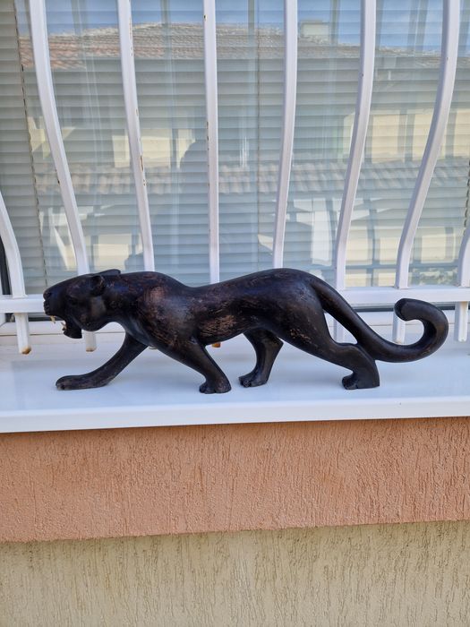 Прекрасна огромна антикварна дървена фигура статуетка