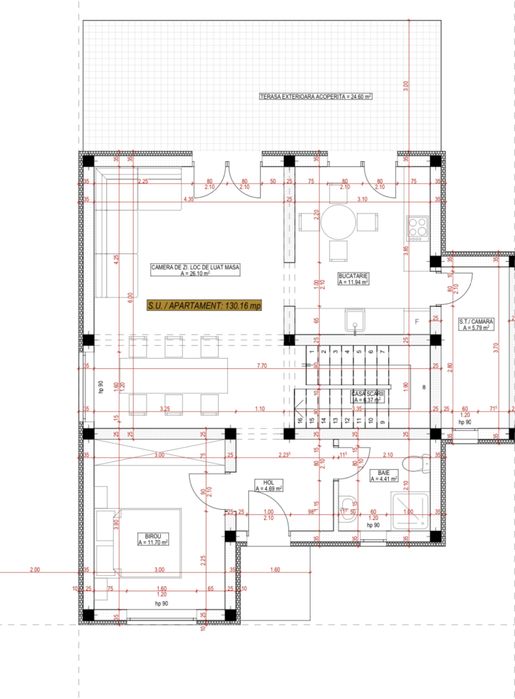 Vand duplex despartit prin camera tehnica
