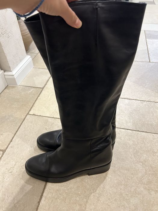 Черни кожени ботуши тип чорап Zara р-р 41