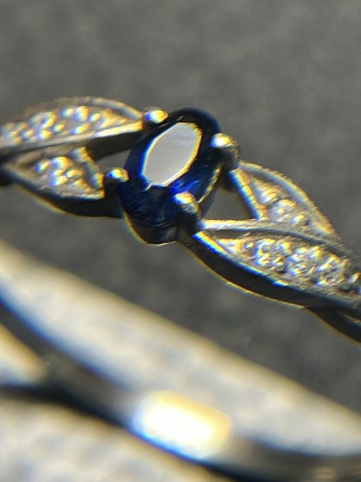 Сребърен пръстен естествен син САПФИР  камък 925 silver