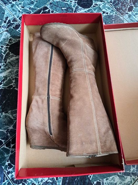 Луксозни ботуши Vera Pelle Italy естествен велур