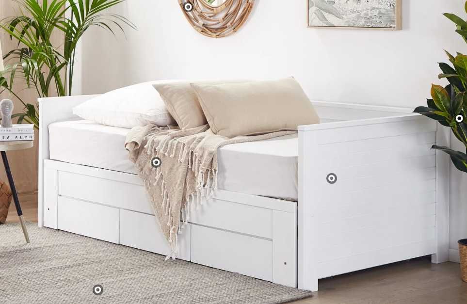 Pat extensibil cu sertare de depozitare 90x200 alb