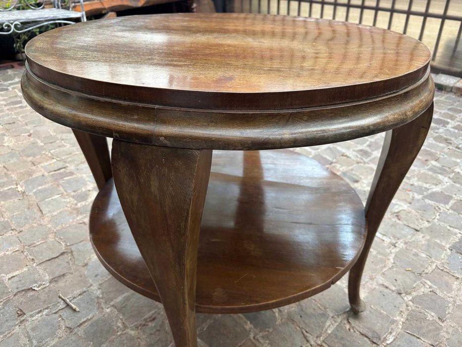 Masă rotundă lemn masiv, stil clasic, 75 cm