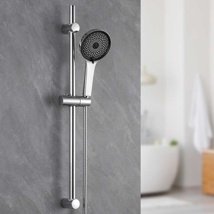 Set de dus Auralum, din otel inoxidabil 700 mm cu furtun  și duș manual cu 5 tipuri de jet