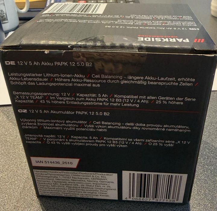 Acumulator Parkside 12v