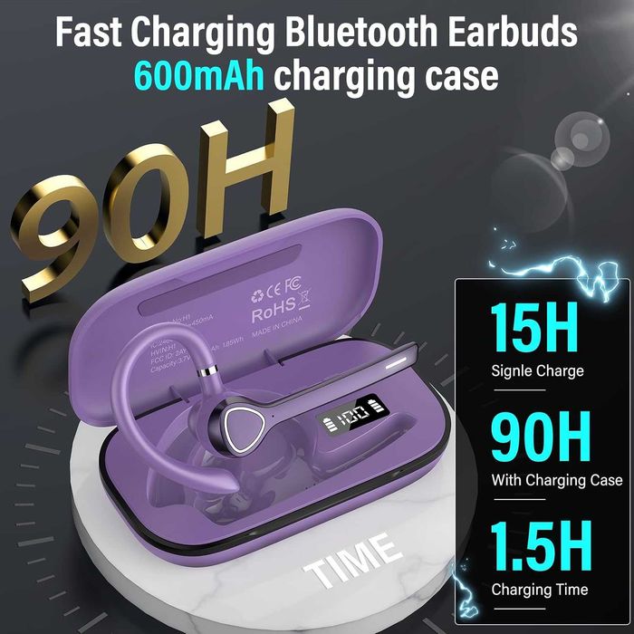 Bluetooth слушалки, безжични Bluetooth 5.3 слушалки, LED дисплей, 118 часа безжични слушалки