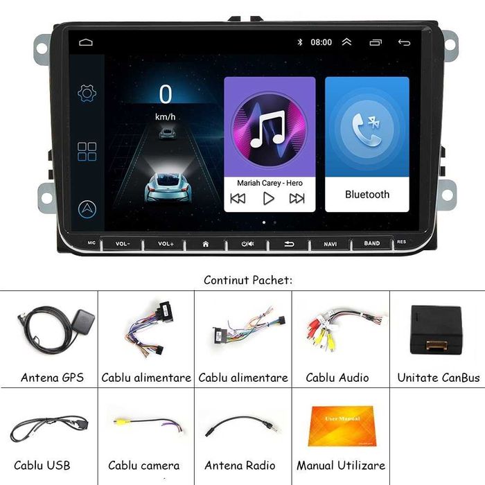 Navigatie Android Dedicata 9Inch, VW/Golf/Tiguan/Passat/Skoda/Touran