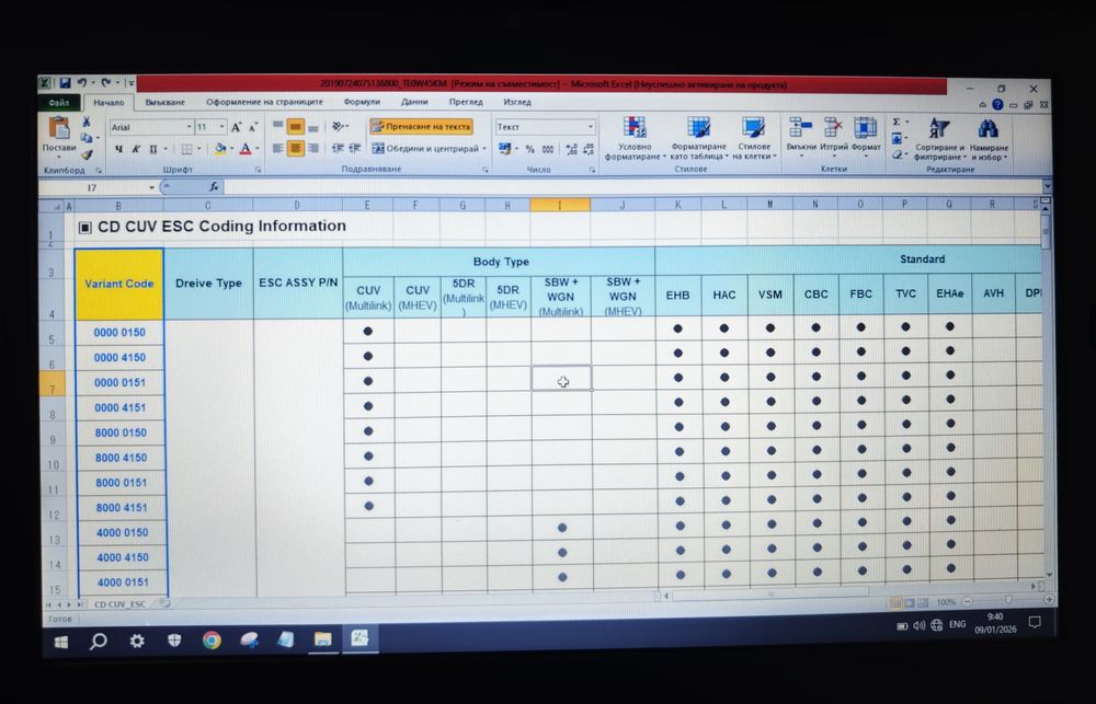 Hyundai & Kia variant coding database