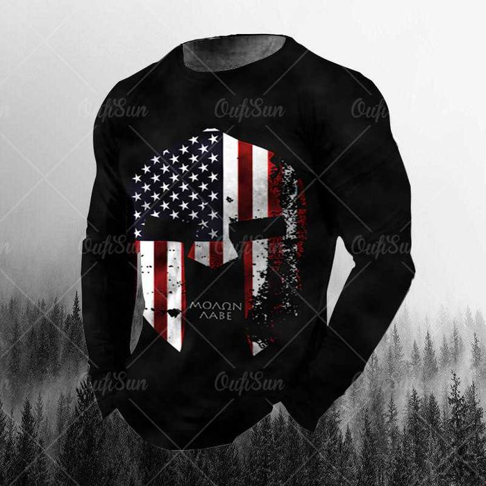 Лонгслив – футболка мужская с принтом из микрофибры