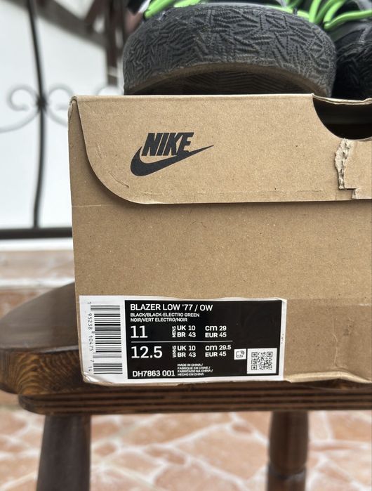 Nike Blazer Low Off-White Black Electro Green Оригинални! DH7863-001