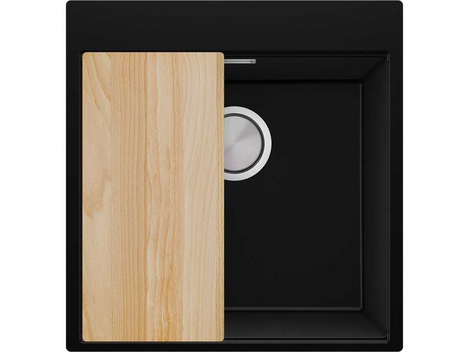 STOP! Christmas Черна кухненска мивка OSLO 50 XXL+ Смесител FLEX+Сифон