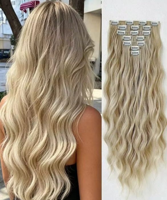 Extensii de par clip on blond platinat
