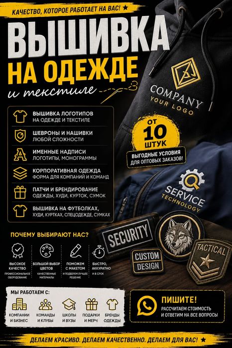 Вышивка на любых изделиях.