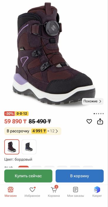 Сапоги Ecco зимние в хорошем состоянии