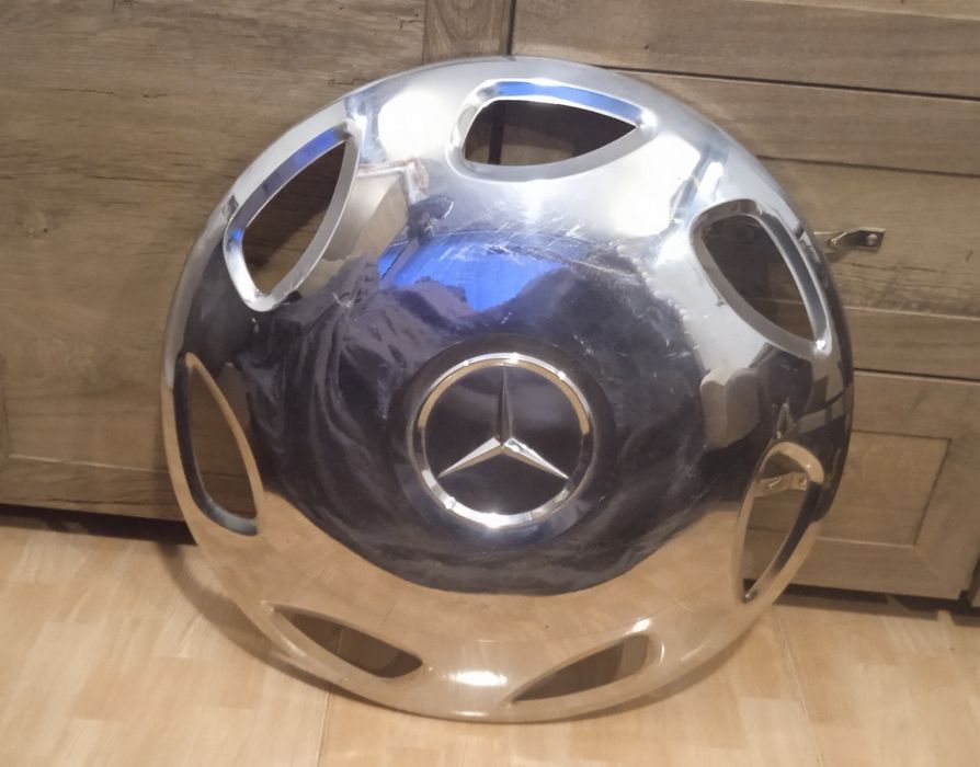 Capac TIR Mercedes 23"/59cm, otel inoxidabil cromat, ideal ceas perete
