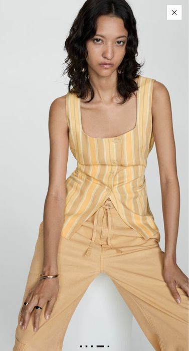 Дамски дълъг карго панталон с връзки на талията Mango - размер L/XL