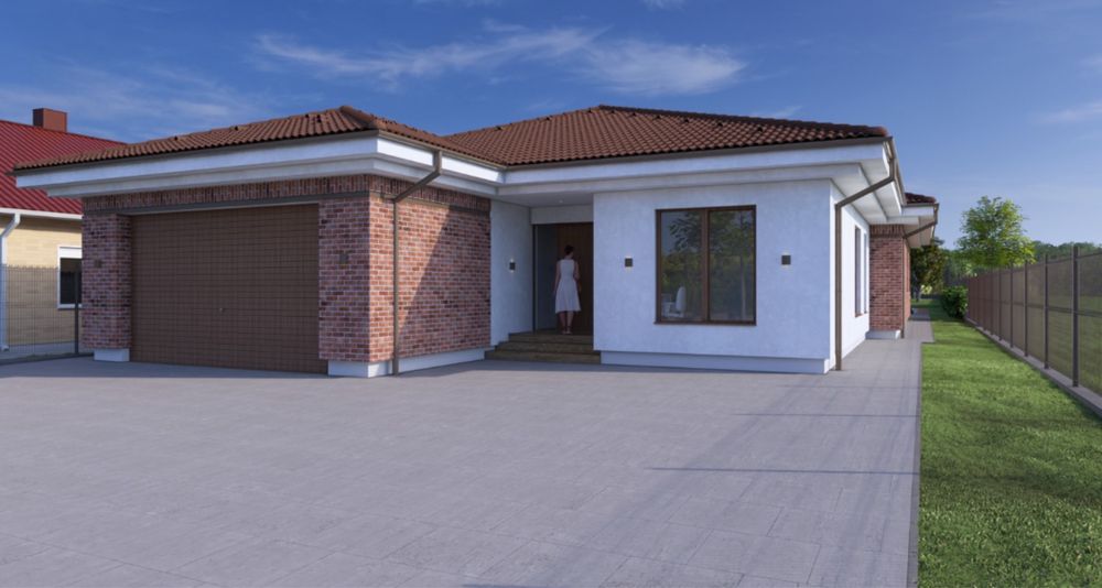 Casa mediteraniana pe 1 nivel 356 mp teren 1340 mp cu piscina drum privat exclusivist