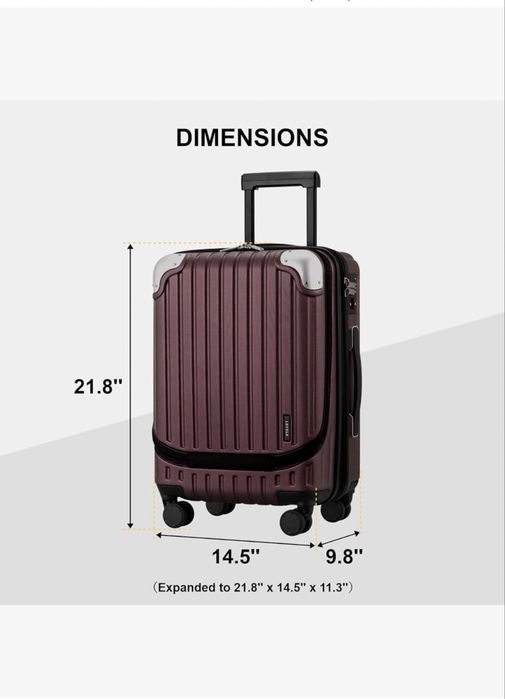 Troler LEVEL8 Grace 20” Carry-On – Roșu/Bordeaux – Nou