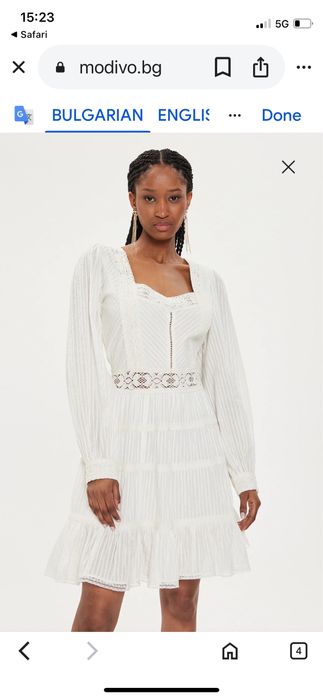 Twinset  бяла рокля дантела и памук