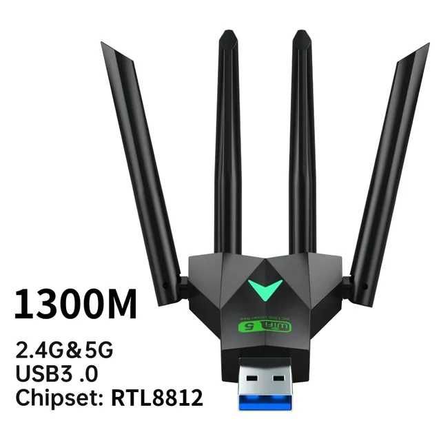 USB WIFI Адаптер 2.4/5Ghz + BT, Cкорость от 150 до 1300мбит. Доставка.