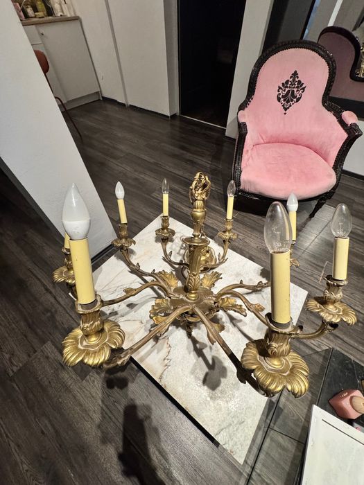 Candelabru din alamă masivă – stil Louis XV / Rococo, antichitate