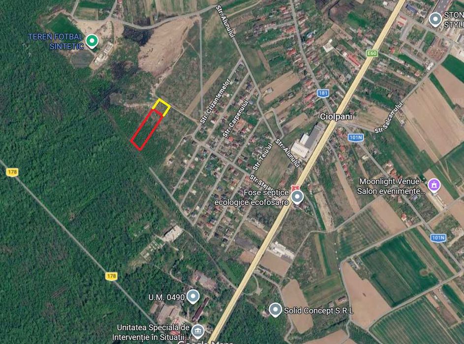 TEREN INTRAVILAN 4.000 mp CIOLPANI Lângă pădure, acces rapid DN1, toate utilitățile Pret NEGOCIANIL