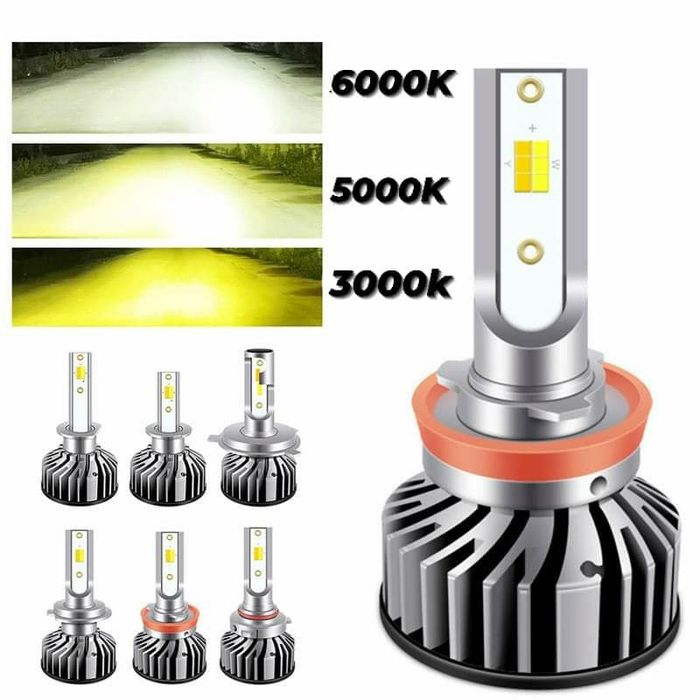 Kit Becuri Led H1,H3,H7,H10,H11,Hb3-9005 Cu Trei Nuanțe De Culori(galb