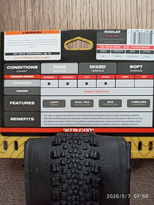 Set 2 Anvelope WTB Riddler 37x700 TCS Light/Fast 120tpi D-DNA SG2 gravel noi