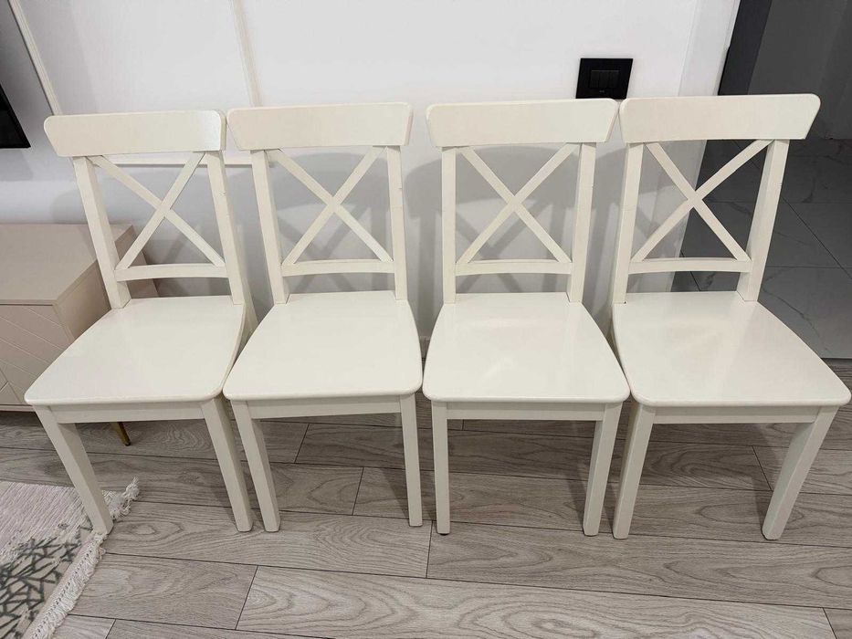 IKEA ROSENTORP – Set de 4 scaune, alb  Cadru robust și durabil, realizat din lemn masiv.