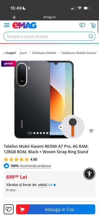 Telefon Mobil Xiaomi REDMI A7 Pro, 4G RAM, 128GB ROM, Black