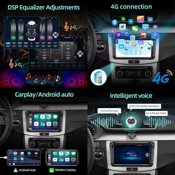 Navigatie 8GB Carplay Skoda Octavia 2 Superb Rapid Leon VW T5 Polo