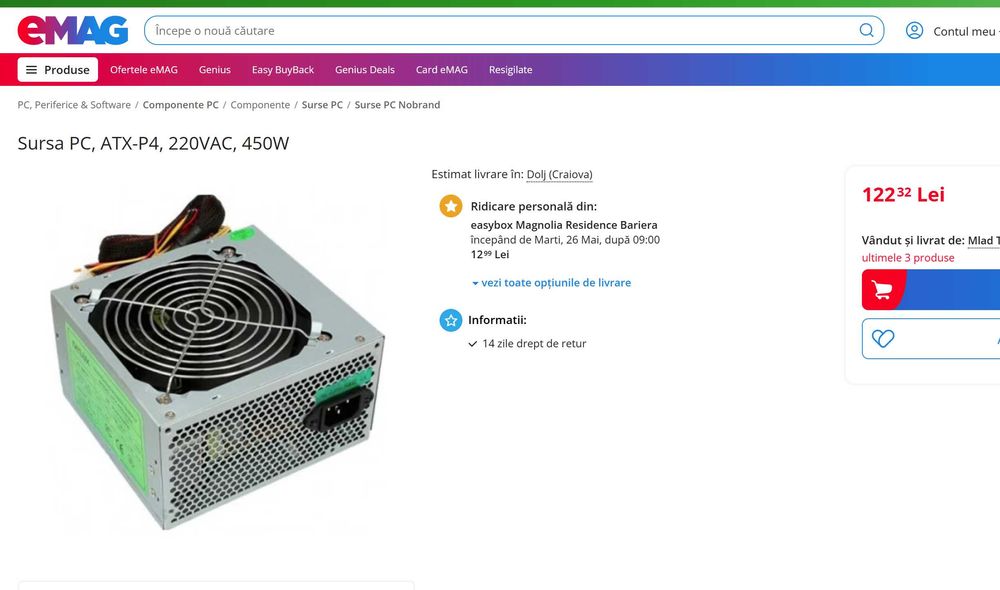 Sursa PC model:ATX 450W P4