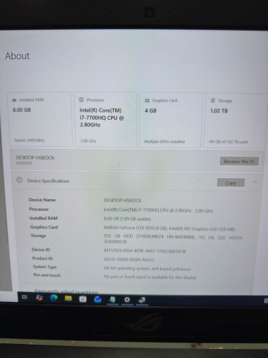 Asus Rog GL503V Amanet BKG